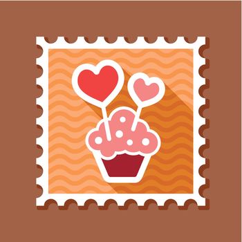 Cupcake with two hearts stamp