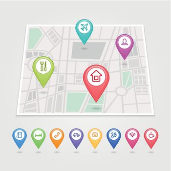 The modern mapping pins icons travel set eps 10