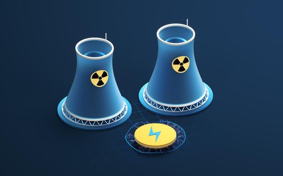 The concept of nuclear energy, 3d rendering.