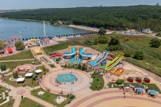 Aerial view of the amusement park Orheiland, one of the best in Moldova