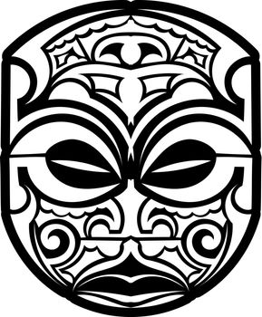 Tiki used as the Maori tattoo art. Sacred sign and symbols. Stock vector.