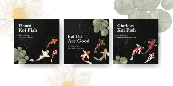 Banner template with koi fish concept,watercolor style.