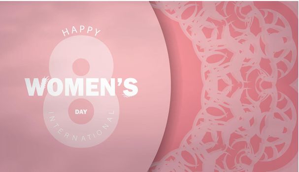 Pink international womens day flyer with vintage pattern