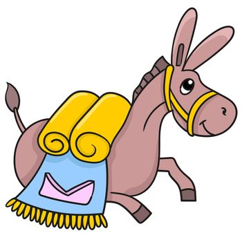 a donkey carrying merchandise