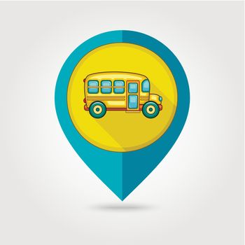 School Bus flat mapping pin icon, vector illustration eps 10