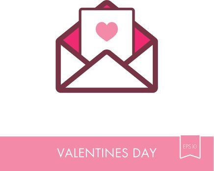Happy Valentine day Card in envelope icon