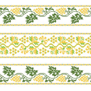 Set of Ethnic ornament pattern with cross stitch flower