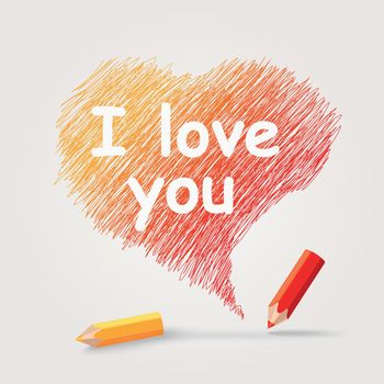 Colored pencils text I love you