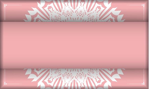 Pink banner with luxurious white pattern and space for your logo or text
