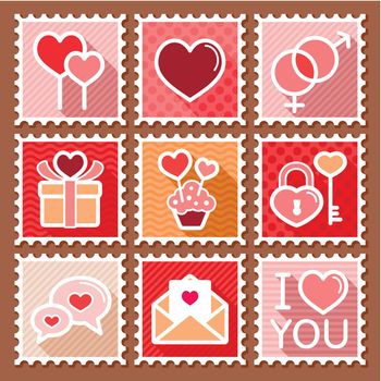 Valentines day postage stamps
