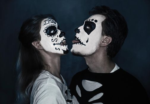 Funny Halloween couple in love