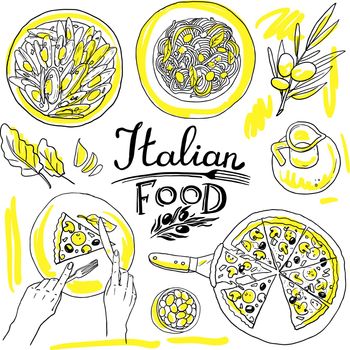 italian food- set of food hand-draw illustration