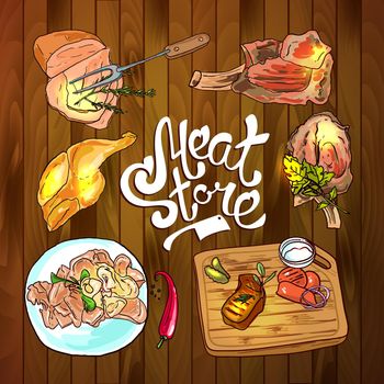 meat store illustration