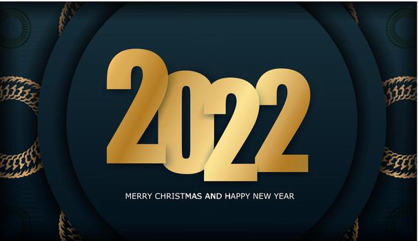 Festive Brochure 2022 Happy New Year Dark blue with luxury gold pattern