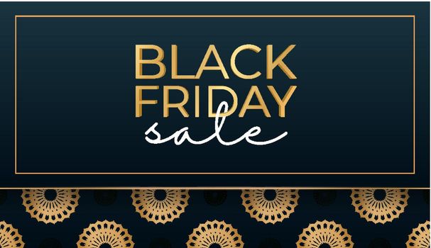 Blue friday black friday poster with greek gold ornament