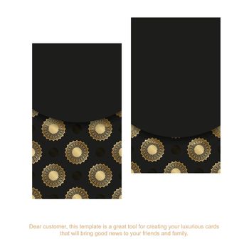 Black business business card with golden greek ornament