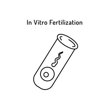 In Vitro Fertilization Vector Logo. Egg and Spermatozoon in Test Tube Symbol