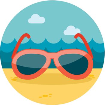 Sunglasses flat icon with long shadow