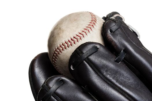 baseball glove over white