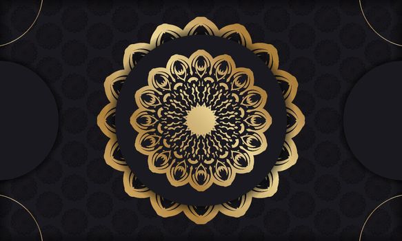 Black banner with luxurious gold pattern and space for text