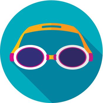 Swimming Goggles flat icon with long shadow