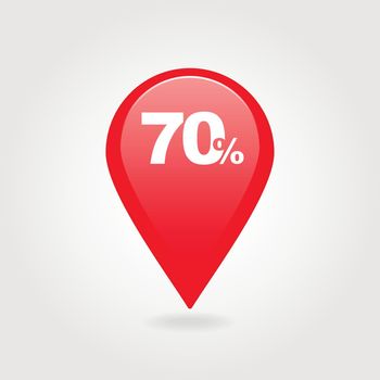 70 seventy Percent Sale pin map icon. Map point. 