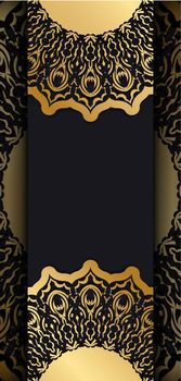 Black banner with luxurious gold ornaments and a place for your logo