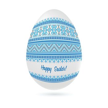 Easter ethnic ornamental egg with cross stitch pattern. Isolated on white background