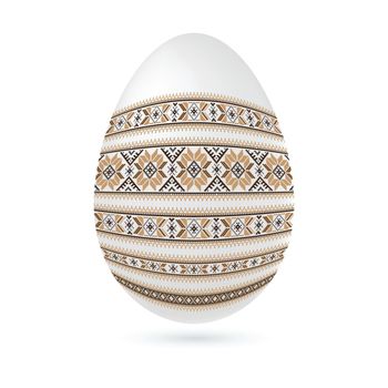 Easter ethnic ornamental egg with cross stitch pattern. Isolated on white background