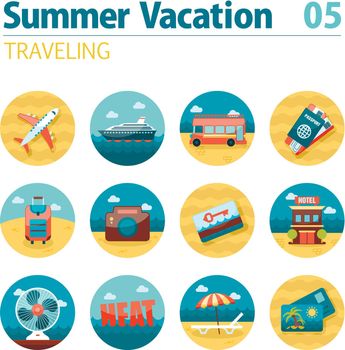 Traveling icon set. Summer. Vacation