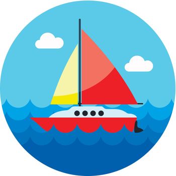Boat with a Sail icon. Summer. Vacation