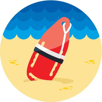 Torpedo rescue lifeguard buoy icon. Summer