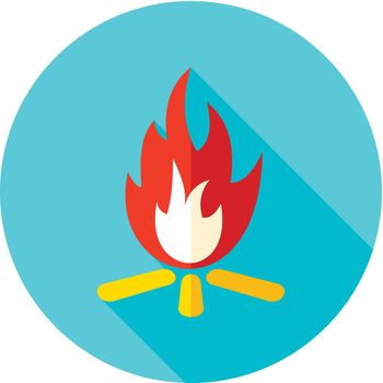 Bonfire flat icon with long shadow