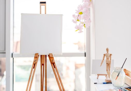 Easel in artistic workspace