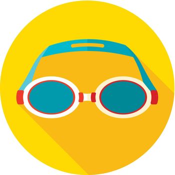 Swimming Goggles flat icon with long shadow