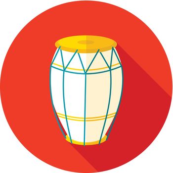 Drum flat icon with long shadow