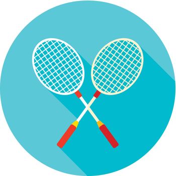 Badminton Racket flat icon with long shadow