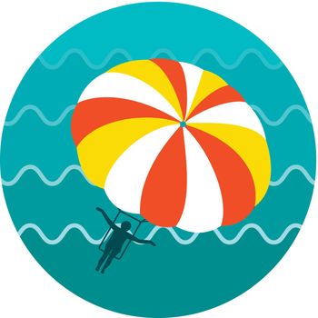 Parasailing. Summer kiting activity icon. Vacation