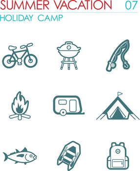 Summer camping icon set. Summer. Holiday