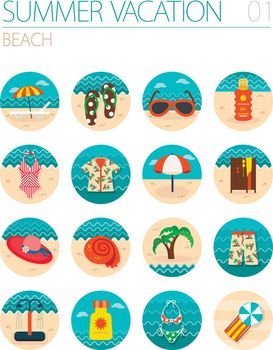 Beach icon set. Summer. Vacation