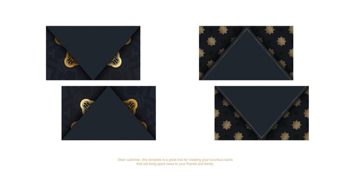 Black business card with Greek gold pattern for your contacts.