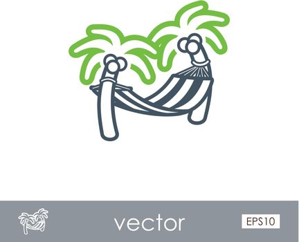 Hammock with palm trees on beach icon. Vacation