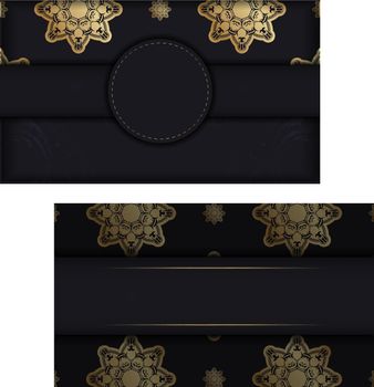 Flyer in black with luxurious gold ornaments for your brand.