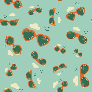 Vector seamless pattern with hipster glasses. Endless background. Bright picture. Background to postcards.