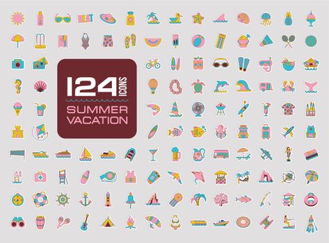 Summer icon set. Summertime. Vacation