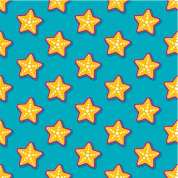 Summer vector seamless pattern with starfish