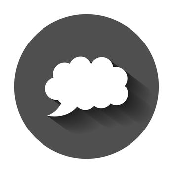 Blank empty speech bubble vector icon in flat style. Dialogue box with long shadow. Speech message business concept.
