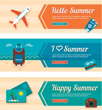 Travel and vacation vector banners. Summertime. Holiday