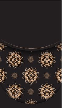 Rectangular Ready-to-print postcard design in black with luxurious ornaments. Invitation template with space for your text and vintage patterns.