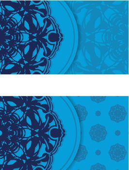 Business card in blue with a luxurious pattern for your business.